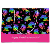 Glitter Eenhoorn Regenboog met Voornaam Verjaardag Groot Cadeauzakje (Voorkant)