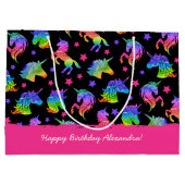 Glitter Eenhoorn Regenboog met Voornaam Verjaardag Groot Cadeauzakje (Achterkant)