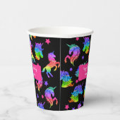 Glitter Eenhoorn Regenboog met Voornaam Verjaardag Papieren Bekers (Rechts)