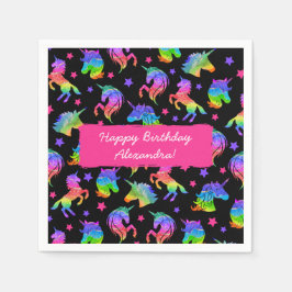Glitter Eenhoorn Regenboog met Voornaam Verjaardag Servet