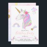 Glitter Eenhoorn Regenboog Pastelverjaardag Meisje Kaart<br><div class="desc">Glitter Unicorn Rainbow Pastel Birthday Girl Invitation Pas deze uitnodiging aan met de tekst via de knop Bewerken om uw uitnodigingen te personaliseren!</div>