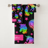 Glitter Eenhoorn Regenboog Patroon met Voornaam Bad Handdoek (Insitu)