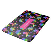 Glitter Eenhoorn Regenboog Patroon met Voornaam Badmat (Gekanteld)