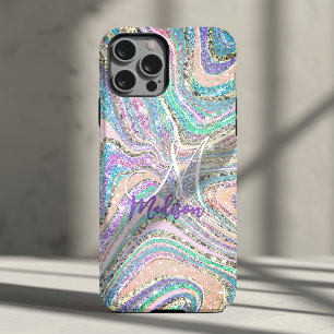 Glitter eenhoorn regenboog roze mint marmeren kuns Case-Mate iPhone case