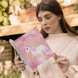 Glitter Eenhoorn Roze Meisjesachtig Cute Aangepast Notitieboek