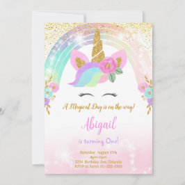 Glitter Eenhoorn Verjaardag Uitnodigen Kaart