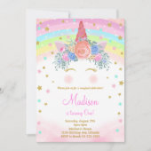 Glitter Eenhoorn Verjaardag Uitnodiging (Voorkant)