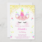 Glitter Eenhoorn verjaardagsuitnodiging Kaart (Voorkant)