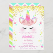 Glitter Eenhoorn verjaardagsuitnodiging Kaart (Voorkant / Achterkant)