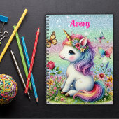 Glitter eenhoorn weide bloemen notitieboek