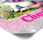 Glitter eenhoorn weide wilde bloemen poster (Hoek)