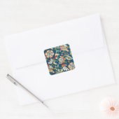 Glitter Effect Bloemen op Donkerblauw Vierkante Sticker (Envelop)