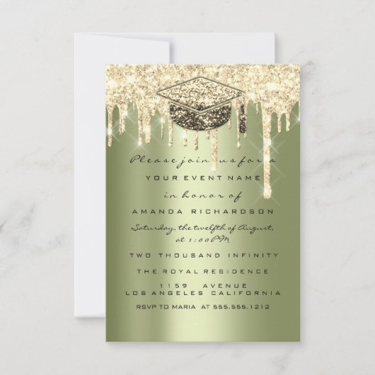 Glitter Effect Drivers Afstuderen Partij Mint Gree Kaart (Voorkant)