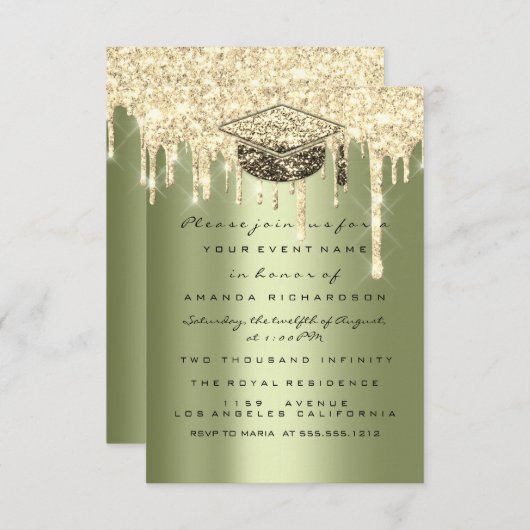 Glitter Effect Drivers Afstuderen Partij Mint Gree Kaart (Voorkant / Achterkant)