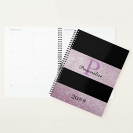Glitter Effect Modern Monogram Manuscript Aangepas Planner