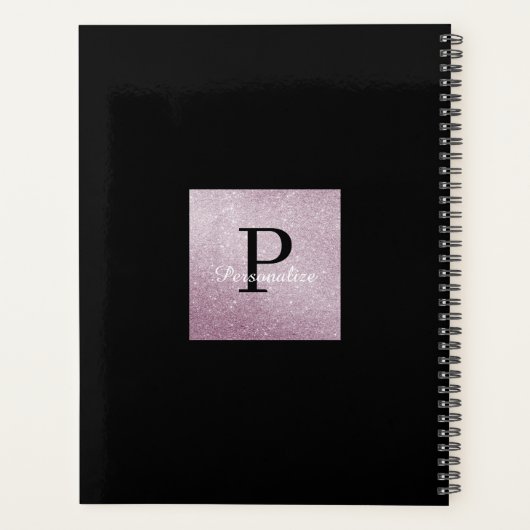 Glitter Effect Modern Monogram Manuscript Aangepas Planner (Achterkant)