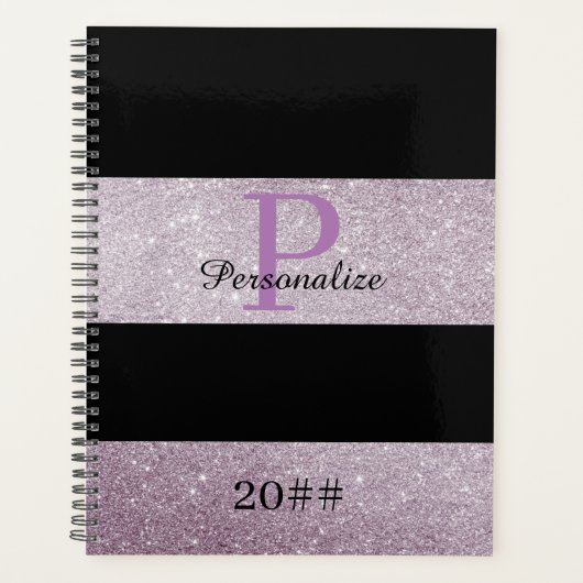 Glitter Effect Modern Monogram Manuscript Aangepas Planner (Voorkant)