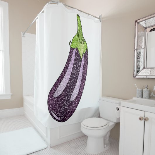 Glitter Eggplant Douchegordijn (In situ)