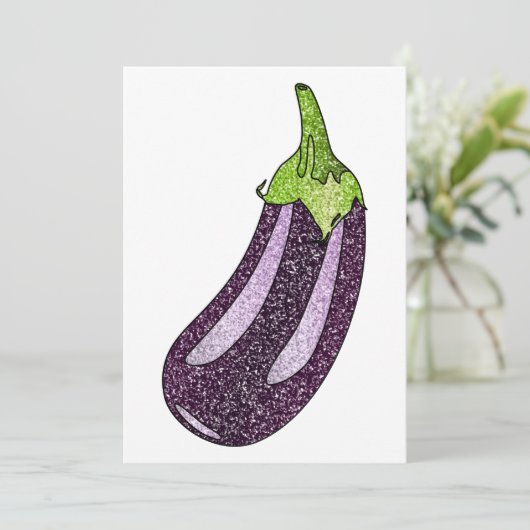 Glitter Eggplant Feestdagenkaart (Staand voorkant)
