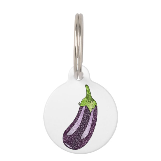 Glitter Eggplant Huisdierpenning (Voorkant)