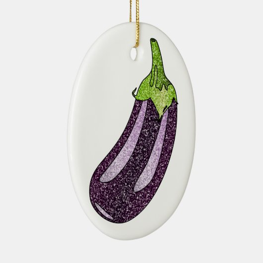 Glitter Eggplant Keramisch Ornament (Rechts)