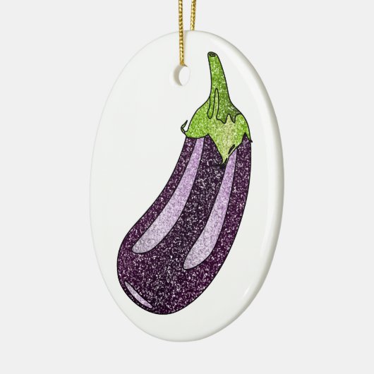 Glitter Eggplant Keramisch Ornament (Links)
