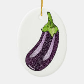 Glitter Eggplant Keramisch Ornament (Voorkant)