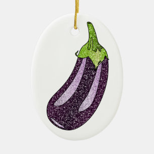 Glitter Eggplant Keramisch Ornament