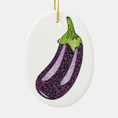 Glitter Eggplant Keramisch Ornament (Achterkant)