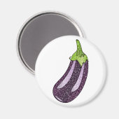 Glitter Eggplant Magneet (Voorkant / Achterkant)