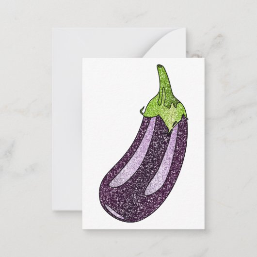 Glitter Eggplant Notitiekaartje (Voorkant)