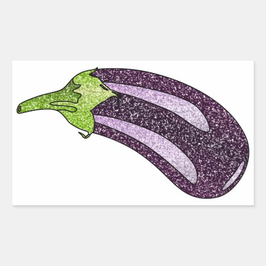 Glitter Eggplant Rechthoekige Sticker (Voorkant)