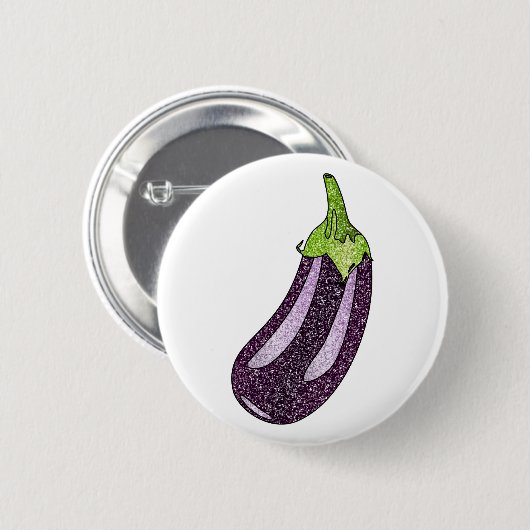 Glitter Eggplant Ronde Button 5,7 Cm (Voorkant /achterkant)