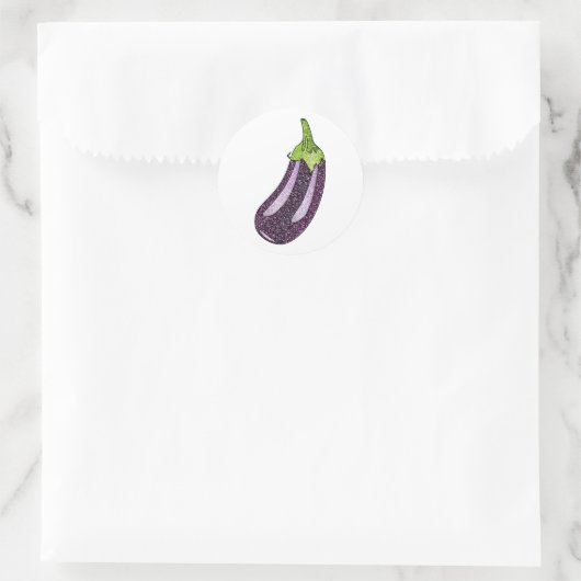 Glitter Eggplant Ronde Sticker (Tas)