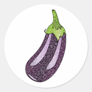 Glitter Eggplant Ronde Sticker