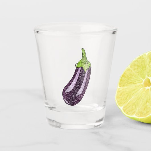 Glitter Eggplant Shot Glas (Voorkant)