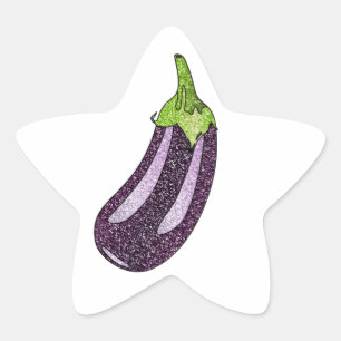 Glitter Eggplant Ster Sticker