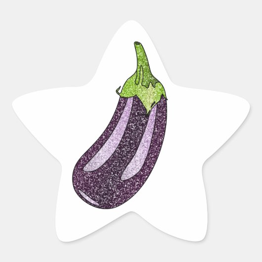 Glitter Eggplant Ster Sticker (Voorkant)
