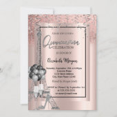 Glitter Eiffel Balloons Roos Gold Quinceañera Kaart (Voorkant)