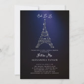 Glitter Eiffel Paris Minimale Paarse Vrijgezellenf Kaart (Voorkant)