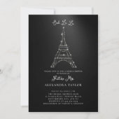 Glitter Eiffel Paris Minimale Zwarte Vrijgezellenf Kaart (Voorkant)