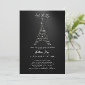Glitter Eiffel Paris Minimale Zwarte Vrijgezellenf Kaart (Staand voorkant)