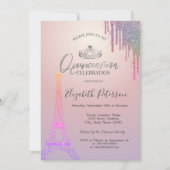 Glitter Eiffel Tower, Colorful Drivers Quinceañera Kaart (Voorkant)
