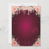 Glitter Eiffel Tower Drift Floral Quinceañera Kaart (Achterkant)