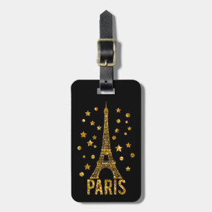 Glitter Eiffel Tower Paris Bagagelabel