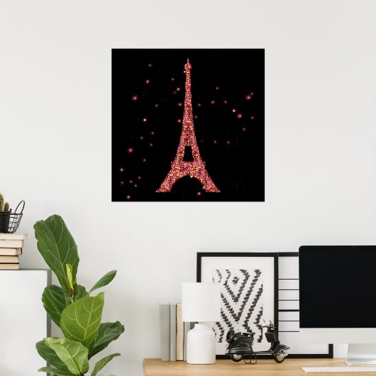 Glitter Eiffel Tower Poster (Thuiskantoor)