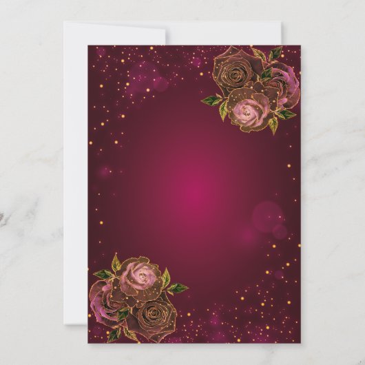 Glitter Eiffel Tower, Tiara Rozen Red Quinceañera Kaart (Achterkant)