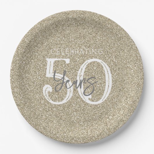 Glitter Elegant 50 jaar gouden Jubileum Papieren Bordje (Voorkant)