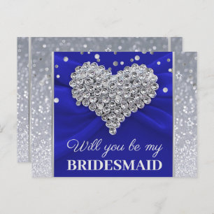 Glitter Elegant Blue zal je mijn Bridesmaid zijn Briefkaart