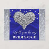 Glitter Elegant Blue zal je mijn Bridesmaid zijn Briefkaart (Voorkant)